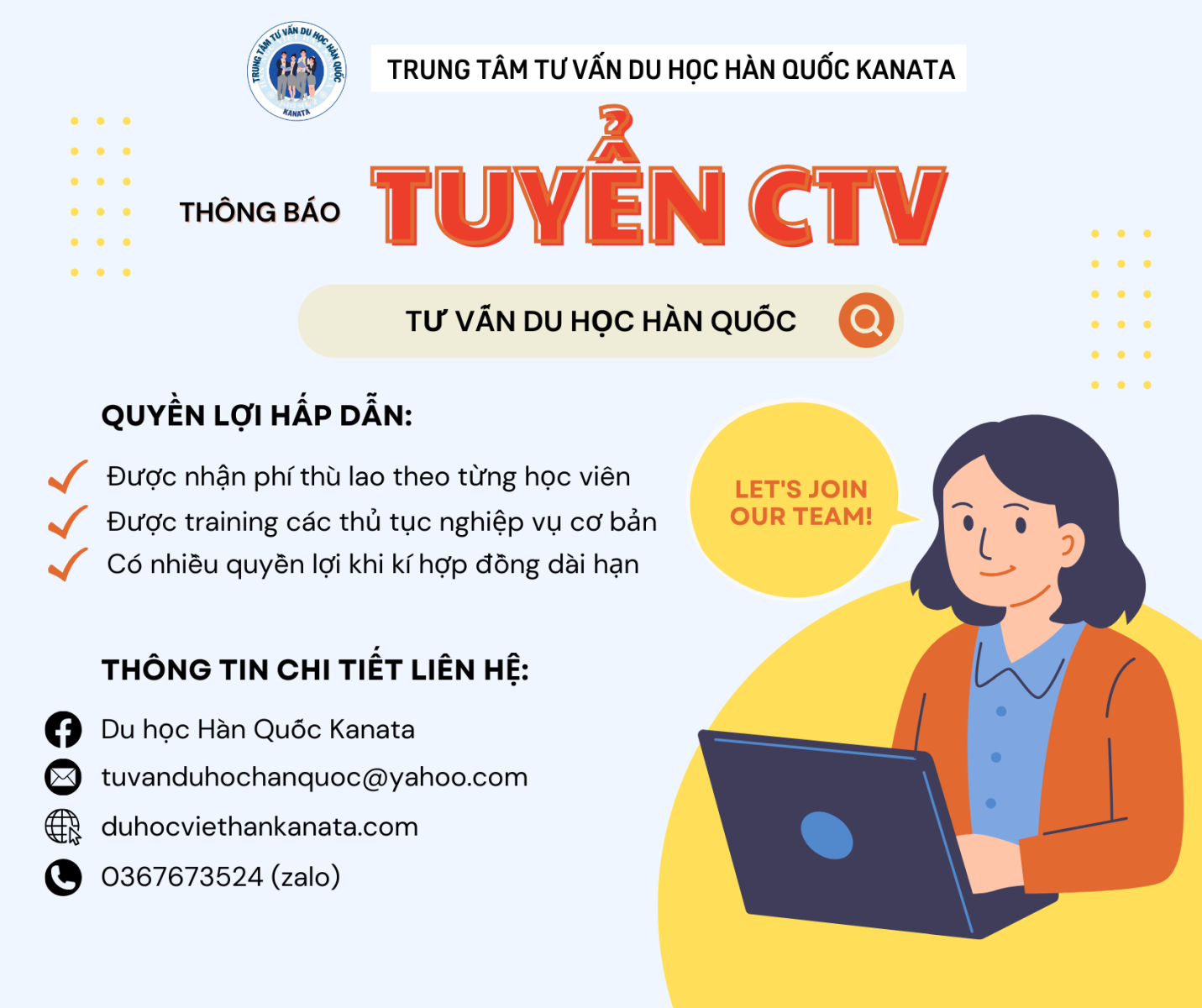 TUYỂN CTV TƯ VẤN DU HỌC HÀN QUỐC